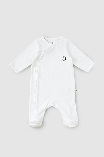 Little Gusto Jumpsuit with Booties Newborn White Organic Cotton
