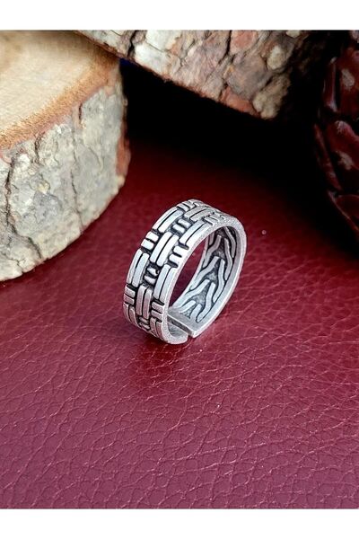 Antique Dolunay Antik Gümüş Kaplama El Yapımı Ayarlanabilir Şık Desenli Alyan...