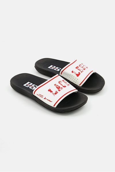 Rider Kids Boy Slip On Brand Logo Slide, Black Combo