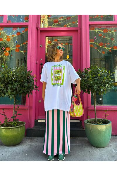 Jose Clothing Λευκό μπλουζάκι Oversize - Crew Neck, κοντό μανίκι, εμπριμέ οργανικό βαμβάκι