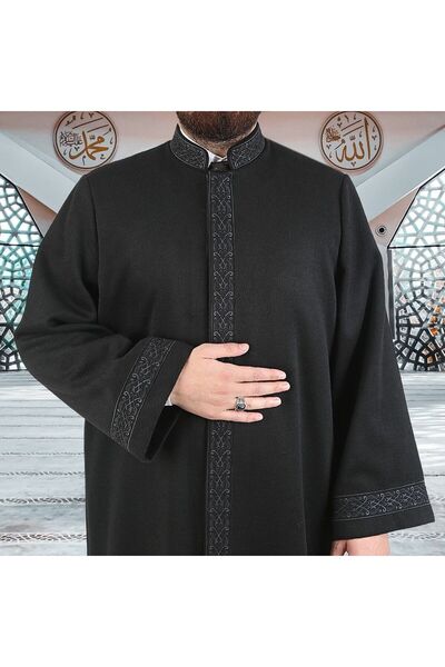 İkranur Kışlık Kaşe İmam Cübbesi Hüdhüd Siyah