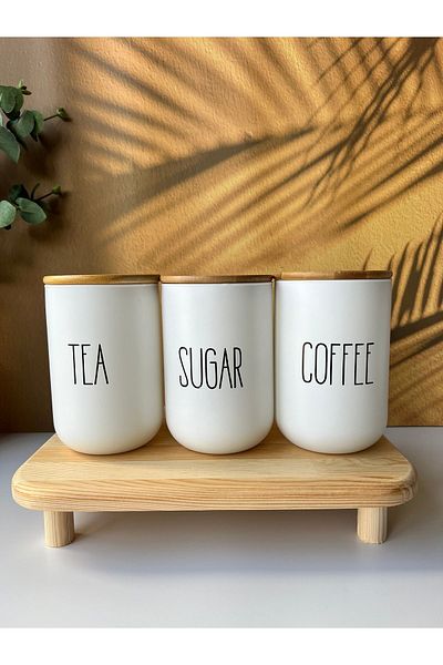 Mottogo Tea Coffee Sugar 3-piece Spice Set and Stand