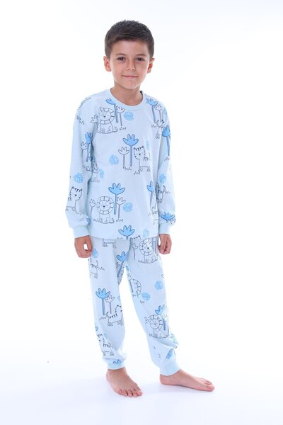bunny hopp 3-8 Yaş Pamuk Kız Ve Erkek Çocuk Için Unisex Uzun Kollu Pijama Takımı