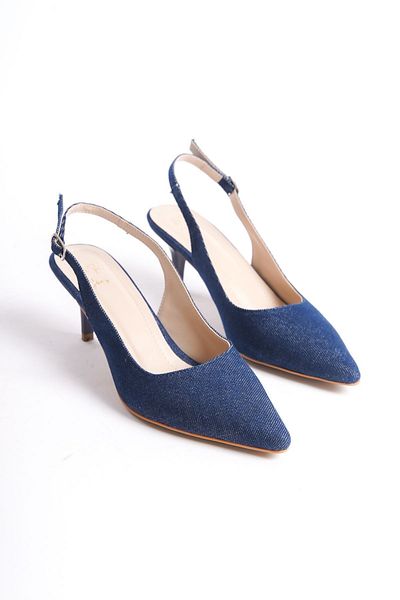 NITU Shoes Pointed Toe Low Heel Denim Stiletto
