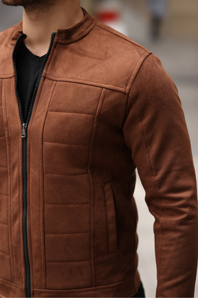 gm giyimarket Ανδρικό Suede Seasonal Jacket - Αδιάβροχο και αντιανεμικό, Slim Fit με επένδυση