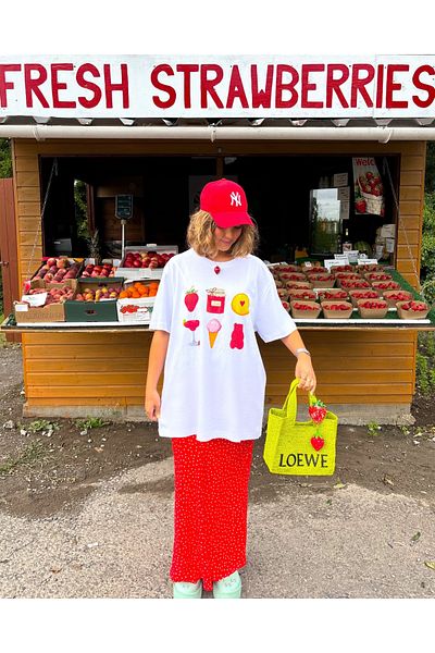 Jose Clothing Λευκό μπλουζάκι Oversize - Crew Neck, κοντό μανίκι, εμπριμέ οργανικό βαμβάκι