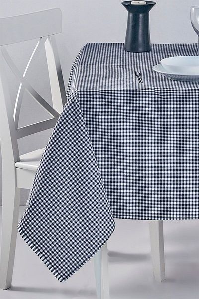 Denizli Concept Black Gingham Tablecloth 170x170 - Suitable for Daily and Garden Use