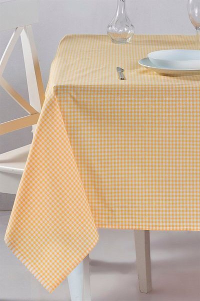 Denizli Concept Fata de Masa Galben Gingham - 170x170 Cm, Pentru Vesela si Gradina