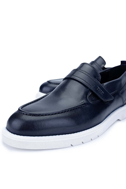 Tamer Tanca Men's Navy Blue Genuine Leather Casual Shoes