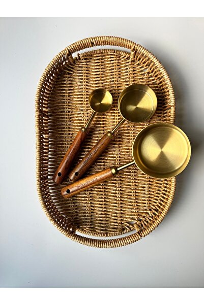 Mottogo 60 Ml Gold Measure Wooden Handle Spoon