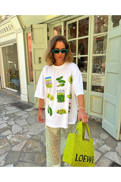 Jose Clothing Λευκό μπλουζάκι Oversize - Crew Neck, κοντό μανίκι, εμπριμέ οργανικό βαμβάκι