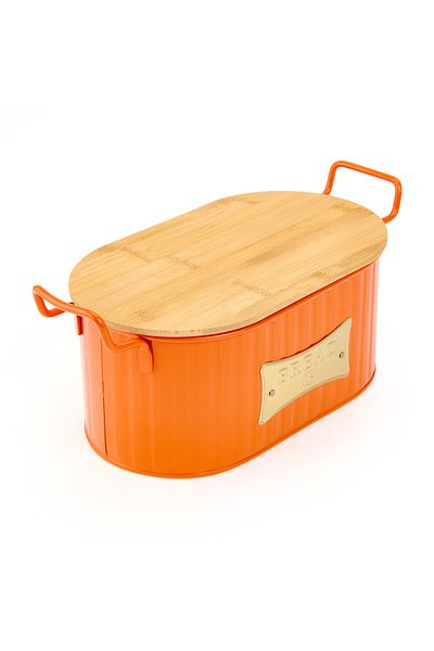 EVSTYLE Orange 37 cm Bread Box - Wooden Cutting Board