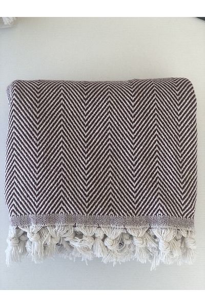 kozavitrin Burgundy Herringbone Patterned Sofa Cover - 150X170