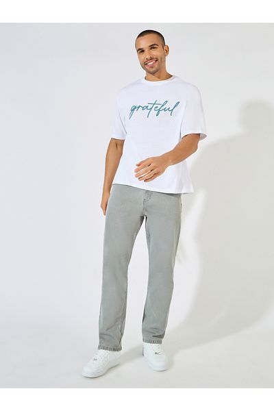 Styli Oversized Grateful Text Print T-Shirt