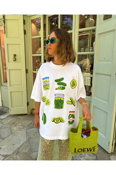 Jose Clothing Λευκό μπλουζάκι Oversize - Crew Neck, κοντό μανίκι, εμπριμέ οργανικό βαμβάκι