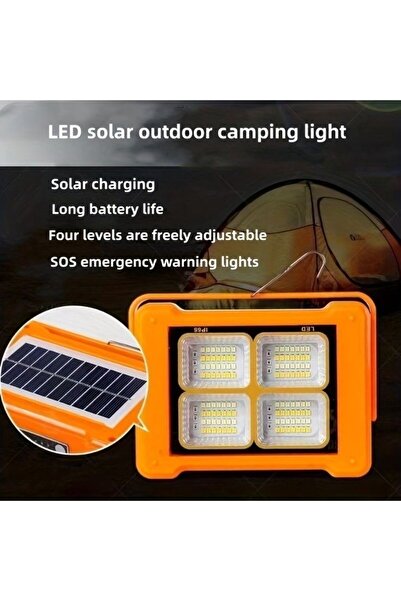fullreyon Güneş Enerjisi İle Dolan Powerbank, 200 Watt Solar Projektör, 4 Işık Modlu, SOS Yardım Çakarlı Fener