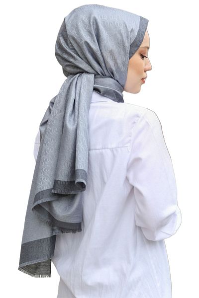 Hint İpek Monogram Shawl - Gray