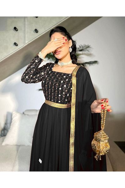 Gold Dresses Indian Embroidery Detailed Evening Dress - Aby 242682