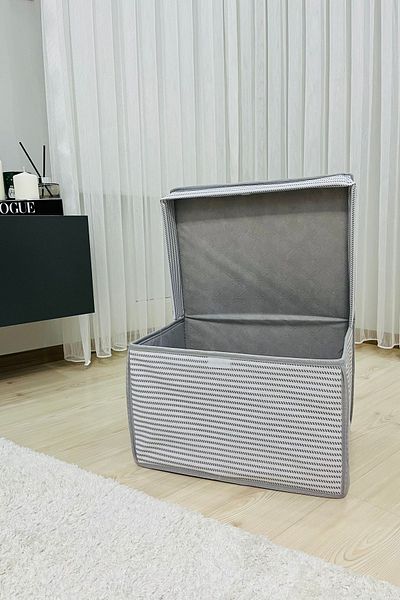 VAYBE MINI Κουτί αποθήκευσης πολλαπλών χρήσεων Κουτί παιχνιδιών, Organizer Grey Line Pattern 30x40x25