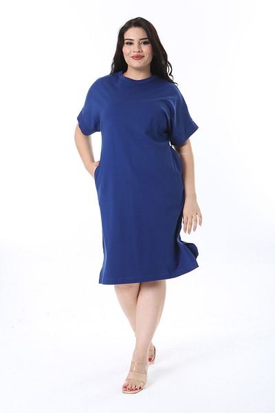 Şans Φόρεμα Plus Size Χαμηλό μανίκι με σκίσιμο στο πλάι - Saks 65n38238