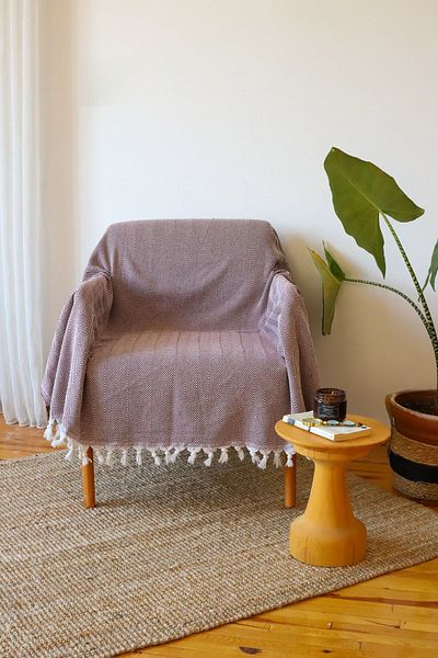 kozavitrin Burgundy Herringbone Patterned Sofa Cover - 150X170
