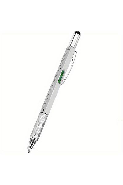 MAB 6-in-1 Vip Gift Pen - Ballpoint, Ruler, Scale, Silver with Stylus and Screwdriver