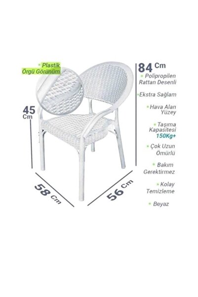 Capissi Bambu Beyaz Rattan Kollu Koltuk (1 Adet)