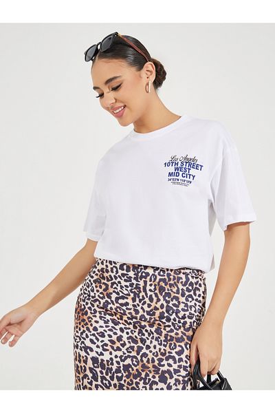 Styli Oversized 10th Street Slogan Print T-Shirt with Dropped Shoulder