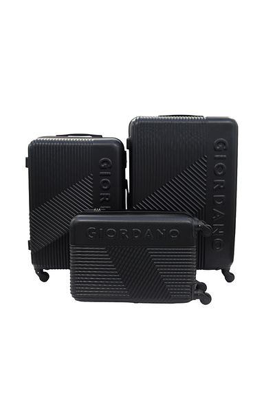 Giordano Logo Series Luggage Set of 3 Black,ABS Hard Shell Lightweight Durable Secure Number Lock.