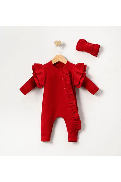 Bulut Baby رومبير للفتيات الصغيرات - رومبير بأكمام طويلة وعصابة شعر