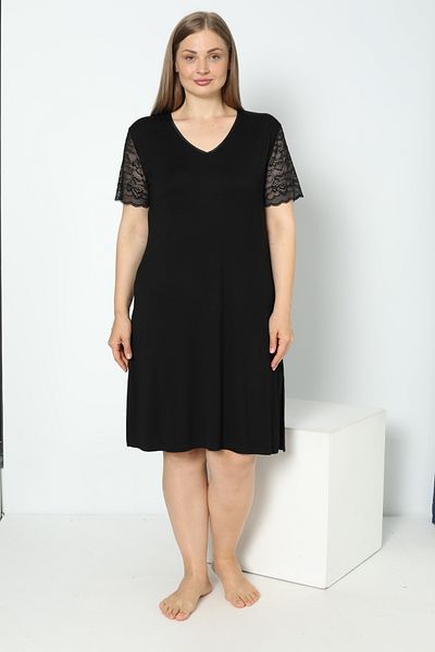 shefox Women's Oversize Viscose Lace Short Sleeve Nightgown by Confeo