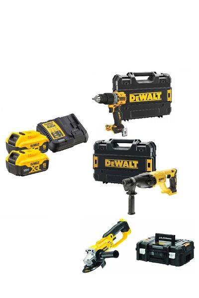 Dewalt DCH133NT ( 2.6J ) + ( Dcg412NT ( 125 MM )+DCD805NT ( 90 NM ) + 2X5 AH AKÜ + 1 ADET DOLUM CİHAZI