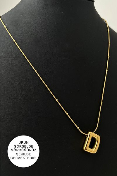 Modex Steel Letter D Balloon Pendant (Letter:1.5cm Chain:44+5)