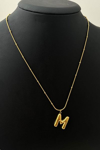 Modex Steel Balloon Letter M Necklace (Letter:2cm Chain:44+5cm)