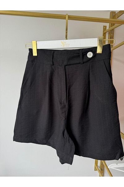 Flow Black Linen Shorts
