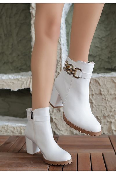 rahad moda Λευκές γυναικείες μπότες με φερμουάρ