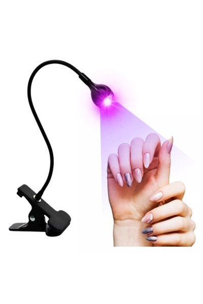 newnet Jel Oje Kurutucu 3W Mor UV LED Mini Işık SİYAH Taşınabilir Akrobat Klipsli Manikür Tırnak Kurutucu