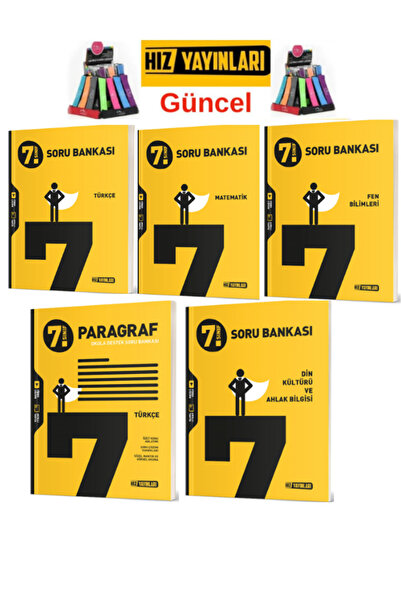 Hız Yayınları 7.Sınıf Yeni Müfredat Türkçe-Fen-Matematik-Paragraf-Din Soru Ba...