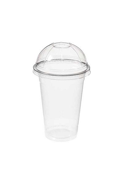 Özge Plastik Pet Cup Set with Hole Cover 400 Cc - 20 Pieces