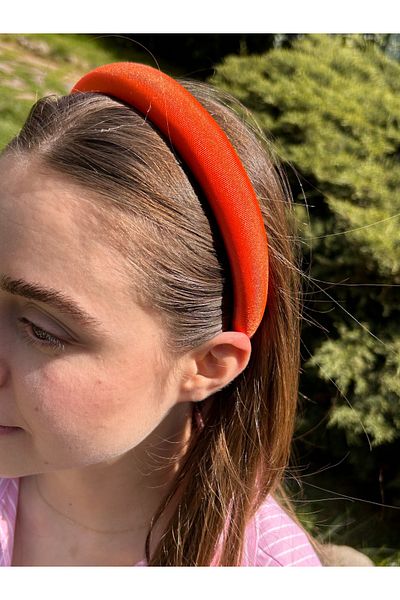 ByMerve Bym358 Orange Satin - Αξεσουάρ για μαλακά και λεπτά μαλλιά, γυναικεία ράψιμο στο χέρι