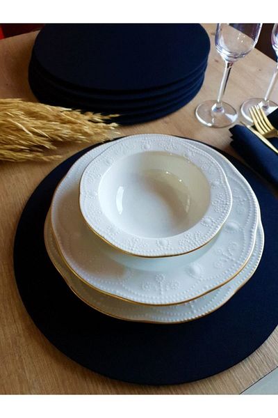 Else Home Collection 6 Pieces Black Stain Resistant - American Service with Case