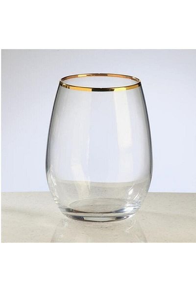 Paşabahçe 420725 Amber 6-Piece Glass-gold Detailed / 570 ml