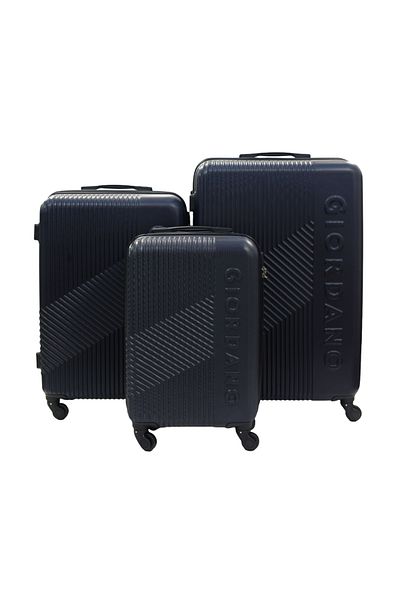 Giordano Logo Series Luggage Set of 3 Navy,ABS Hard Shell Lightweight Durable Secure Number Lock.