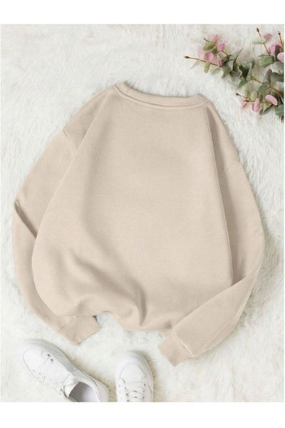 MOONBULL Μπεζ φούτερ Unisex Oversize Crew Neck
