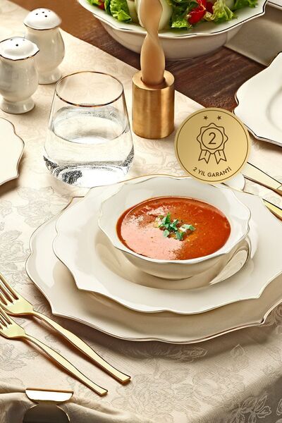 Nehir Lotus Gold 6 Kişilik 30 Parça New Bone Porselen Yemek Takımı