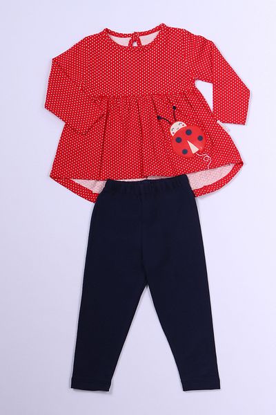HÇM Girl's Tunic Set - Capri Tights, Ladybug Printed B59