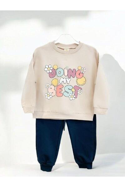 Zekids Girl - Doing My Best Printed Tracksuit Set