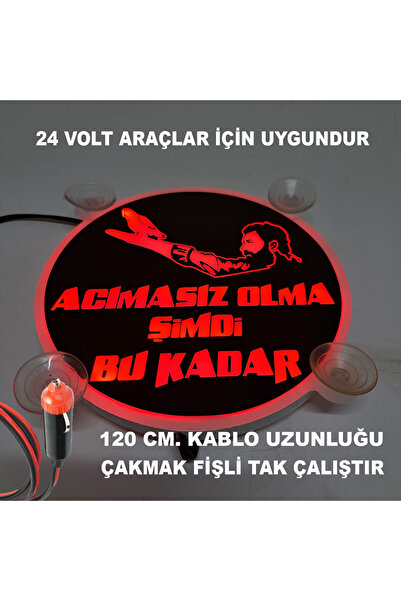 pozantiaksesuardunyasi زجاج مقطوع LED 24 فولت - لافتة صخرة أحمد، حجم كبير 17x...