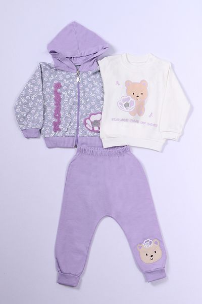 HÇM 3-Piece Set for Girl - Sober Printed, Hooded and Zippered B68