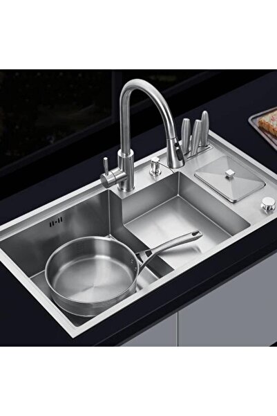 ALMAYA TOOLS 3 Bölmeli Bıçaklı Gümüş Eviye Almaya 95*46,5 Paslanmaz